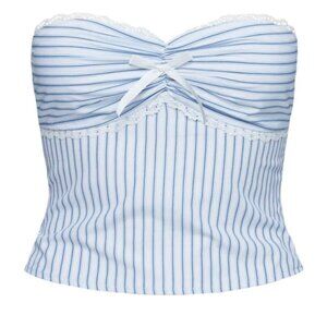 Into the groove strapless top blue stripe